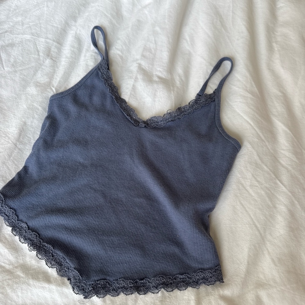 Hollister Ribbed Cami Tank Top in Slate Blue
